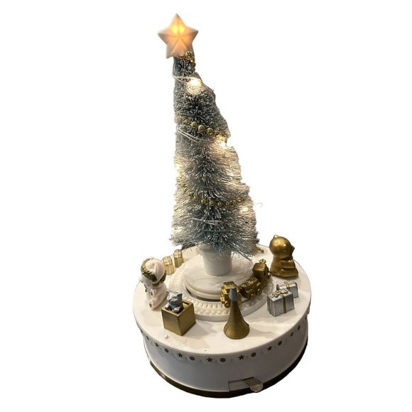 Vintage Lighted Christmas Tree Revolving Train Music Box 1987 Roman w/Orig Box - Picture 6 of 12